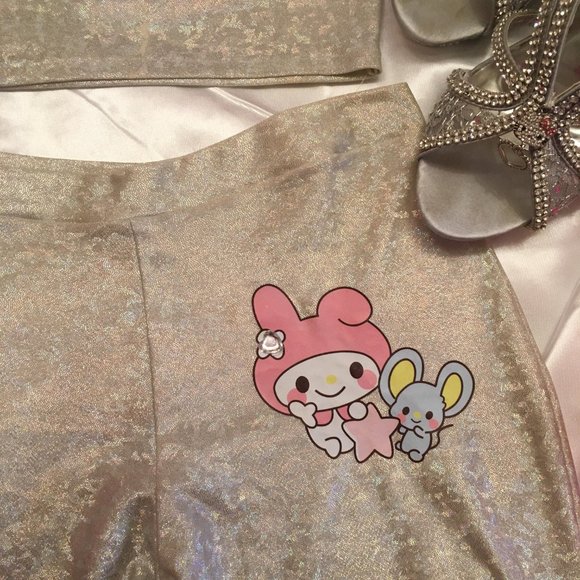 AMAZING vintage y2k custom my melody flare pants crop top and necklace set! - Picture 13 of 13